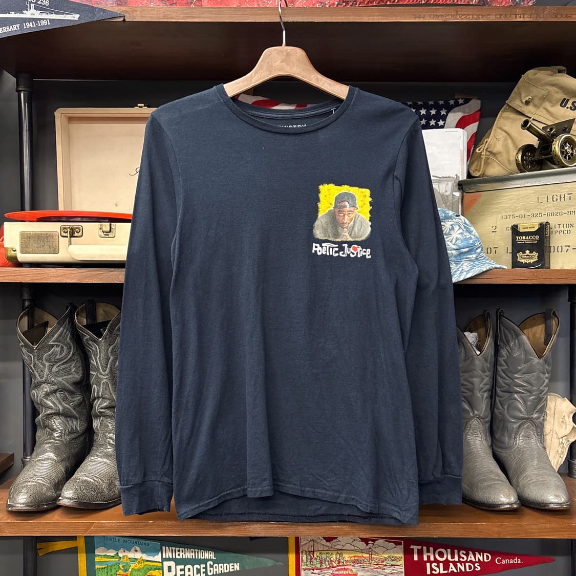 포이틱 저스티스 2Pac 그래픽 롱슬리브 티셔츠 N1263 상품이미지1