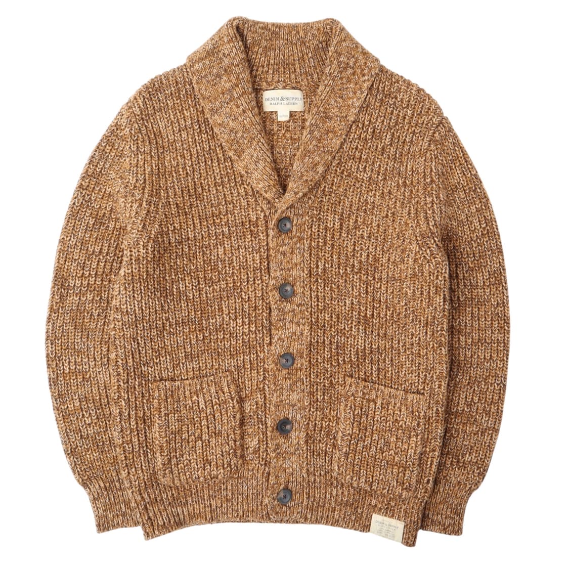 데님앤서플라이 카멜 베이지 숄카라 니트 가디건 상품이미지1