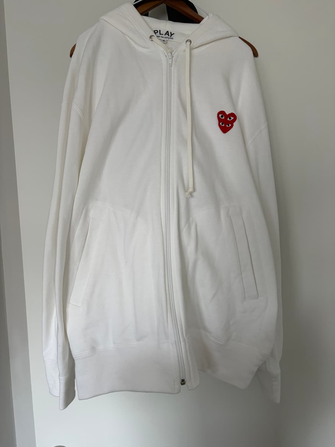 꼼데가르송 더블 하트 후드 집업 화이트 XL 상품이미지2