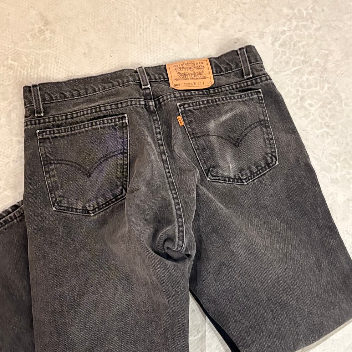 [36/30] 90s USA🇺🇸 리바이스 505 오렌지 탭 블랙 흑청 상품이미지6