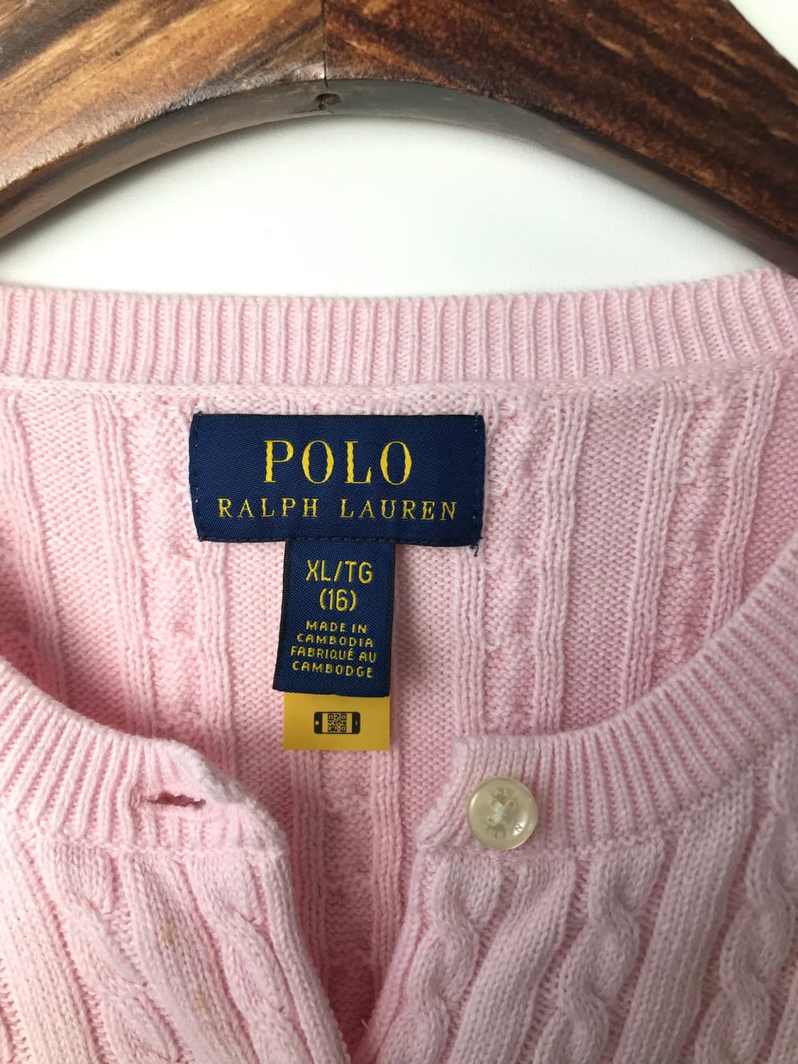 폴로 랄프로렌 QR 신형 딸기우유 꽈배기 니트 가디건 상품이미지6