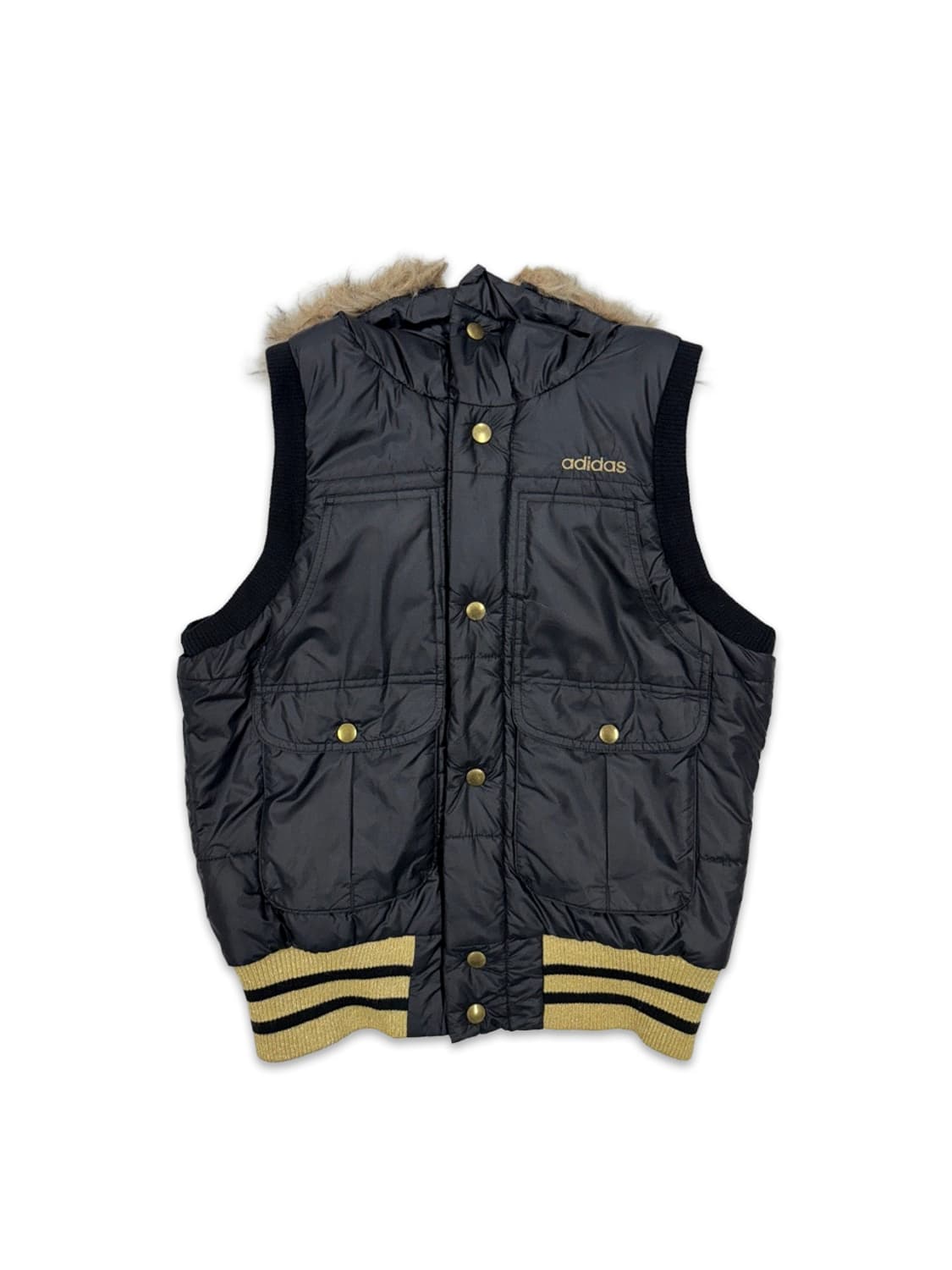 빈티지 아디다스 블랙 펴 후드 패딩 베스트 상품이미지1