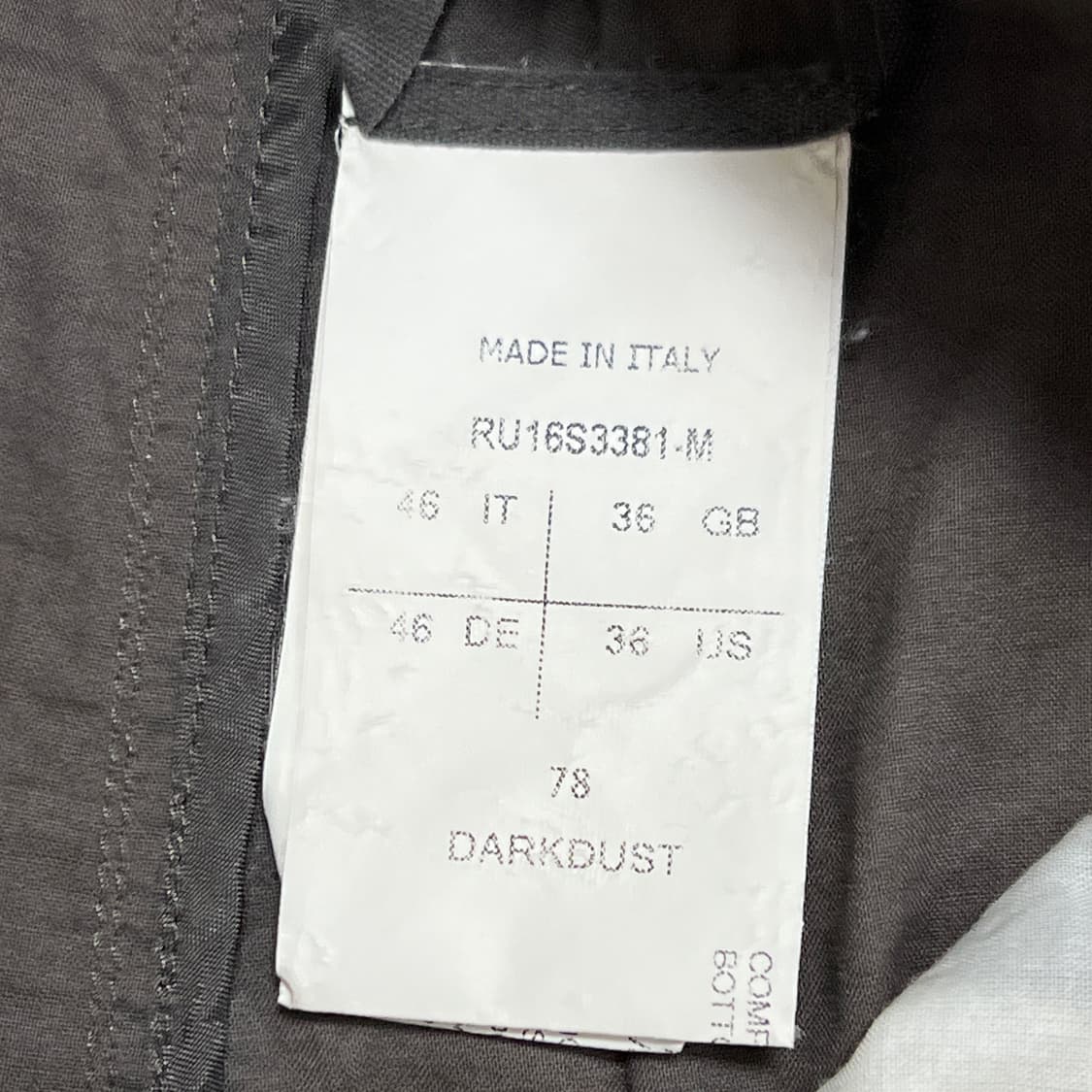 릭오웬스 16SS "CYCLOPS" 드로우스트링 크롭 팬츠 다크 더스트 상품이미지7