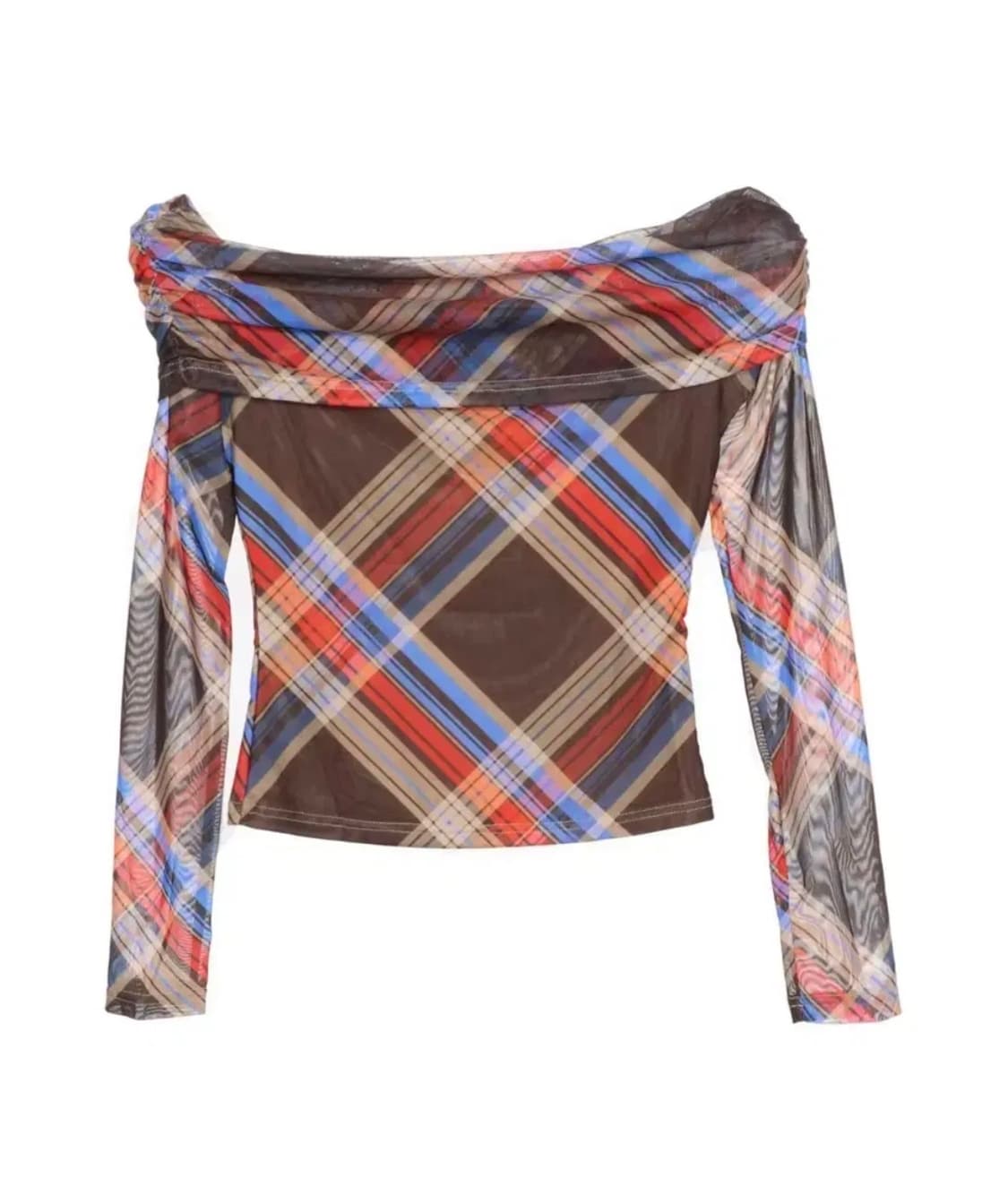 (단돈3500원/착샷O) 샵사이다 체크 오프숄더 블라우스 상품이미지1