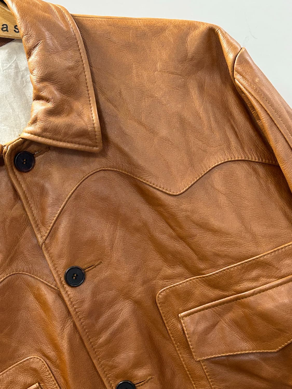 STU 커브드 레더 자켓 카멜 [L] 상품이미지4