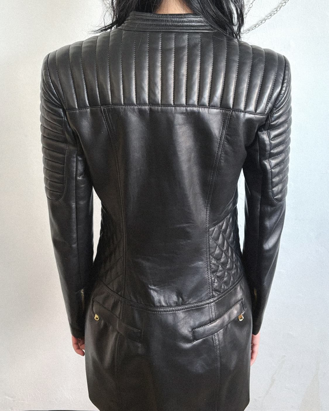 발망 라이더자켓 모티브 레더 미니 원피스 상품이미지3