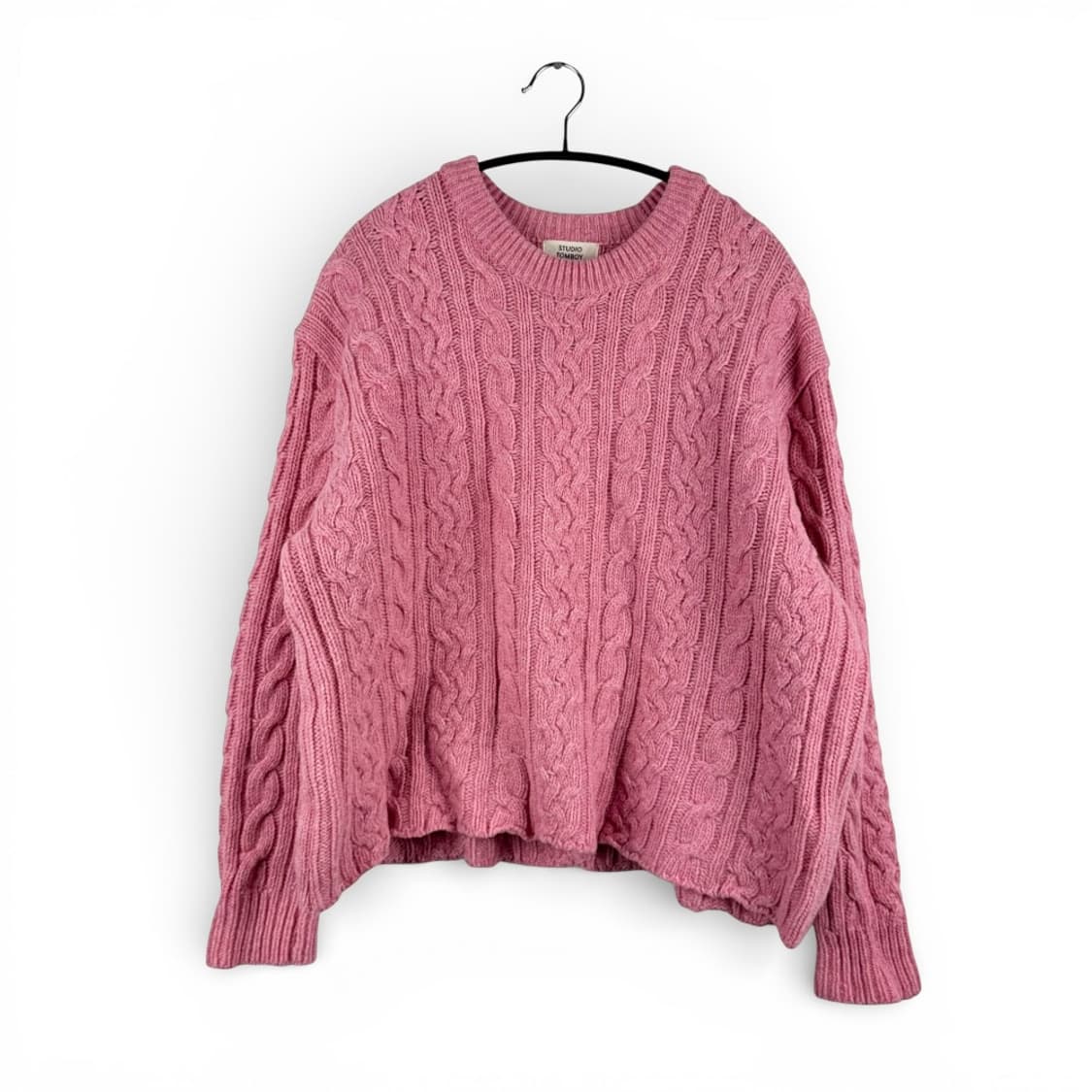 (F) 스튜디오톰보이 울 케이블 꽈배기 니트 핑크 상품이미지1