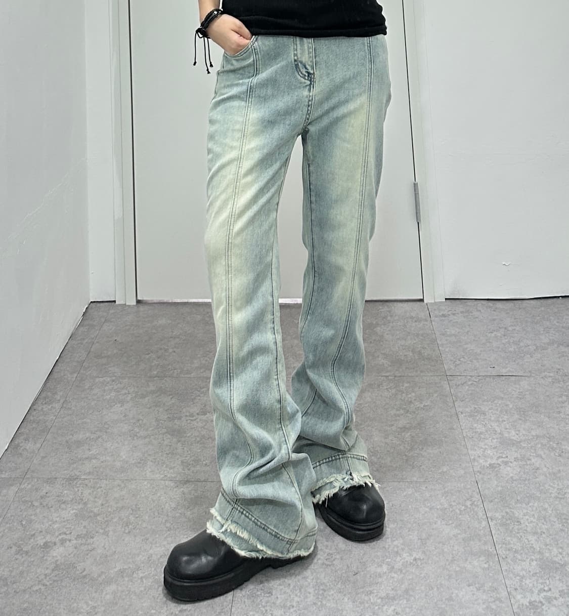 Vintage distressed flare denim pants 상품이미지1