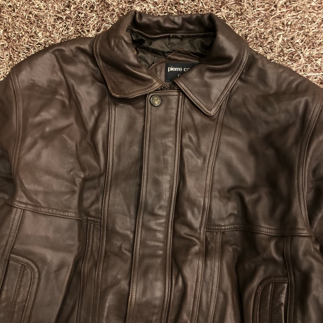 피에르가르뎅 양가죽 봄버 브라운 레더 가죽 자켓 상품이미지2