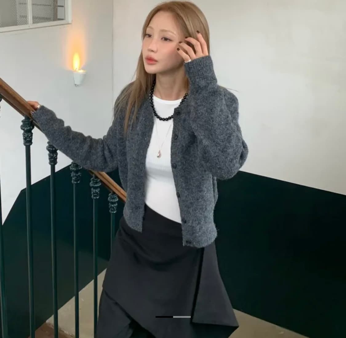 르 차콜 라운드 가디건 상품이미지1