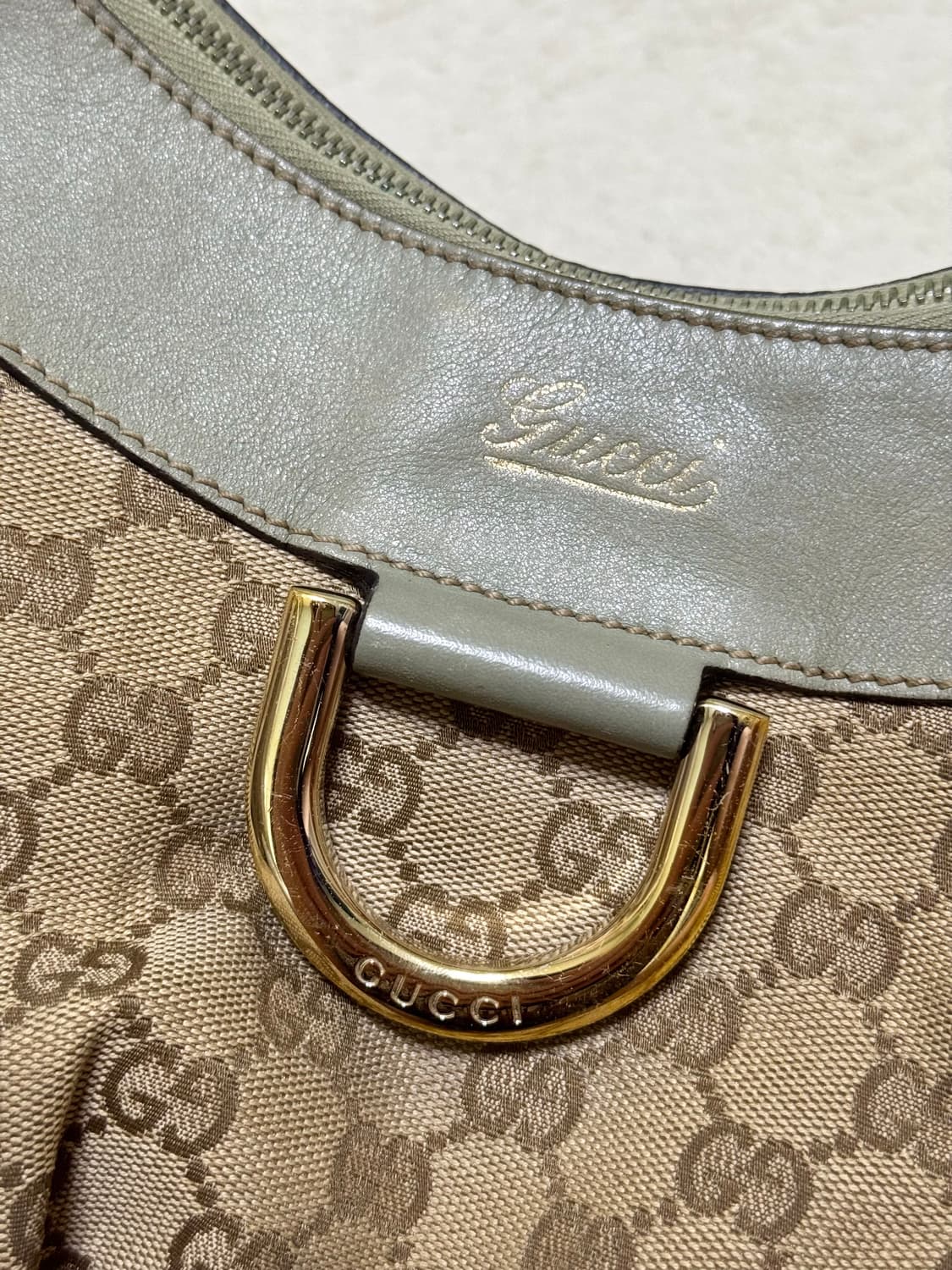 구찌 GG자가드 D링 호보백 숄더백 로고 디링 ring 가죽 빈티지 상품이미지3