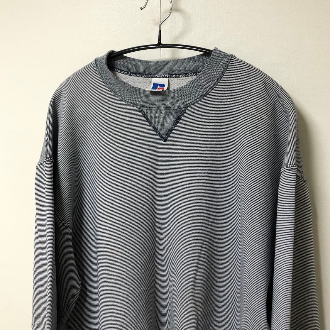 90s vtg USA 빈티지 러셀 스트라이프 L 상품이미지4