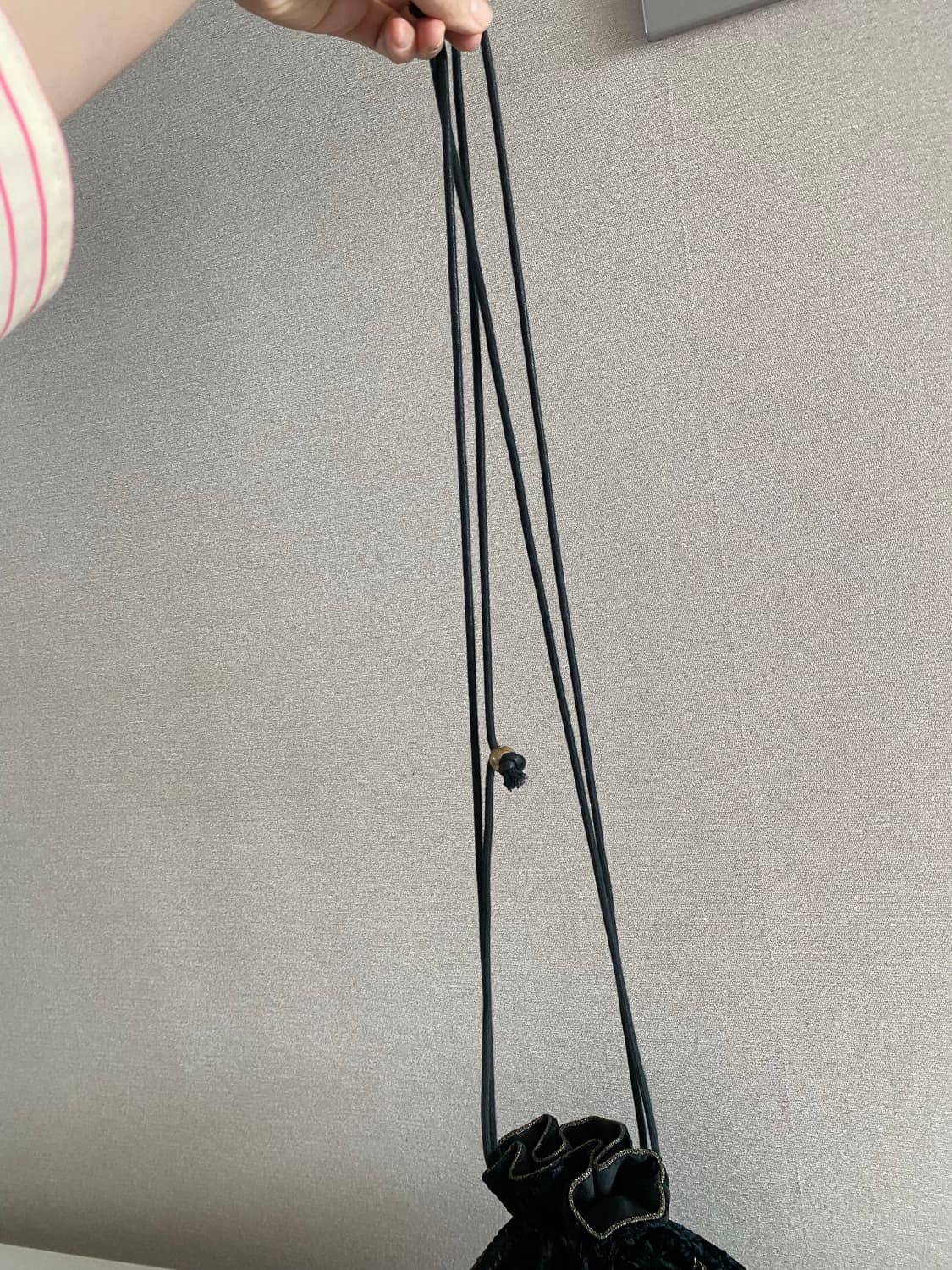 빈티지 블랙 벨벳 복조리 가방 상품이미지5