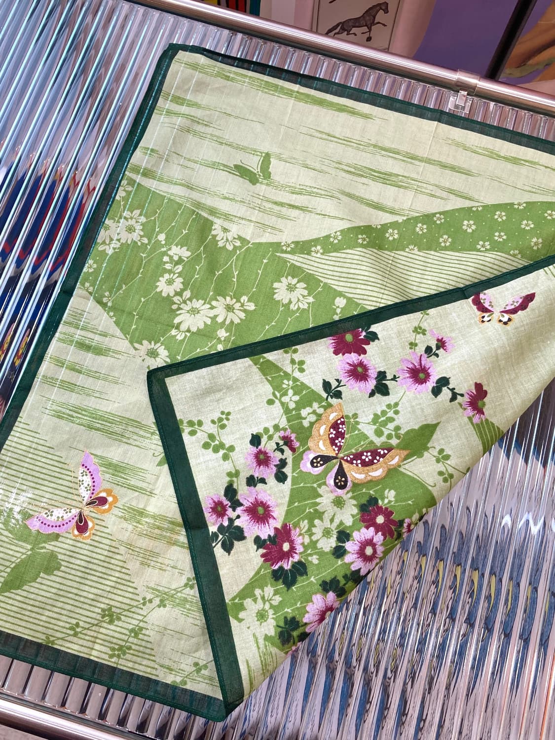 빈티지 에스닉 그린 패턴 손수건 상품이미지3