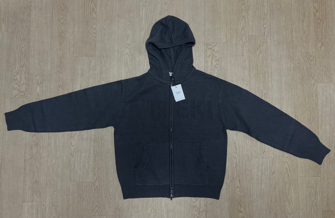 Logo knit hoodie zip-up CHARCOAL 상품이미지4