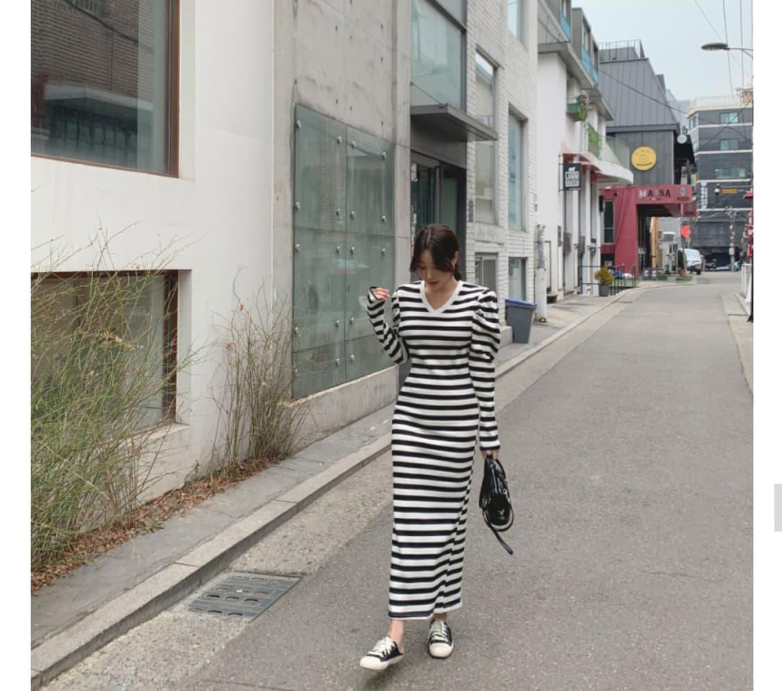 스트라이프 롱 원피스 상품이미지5