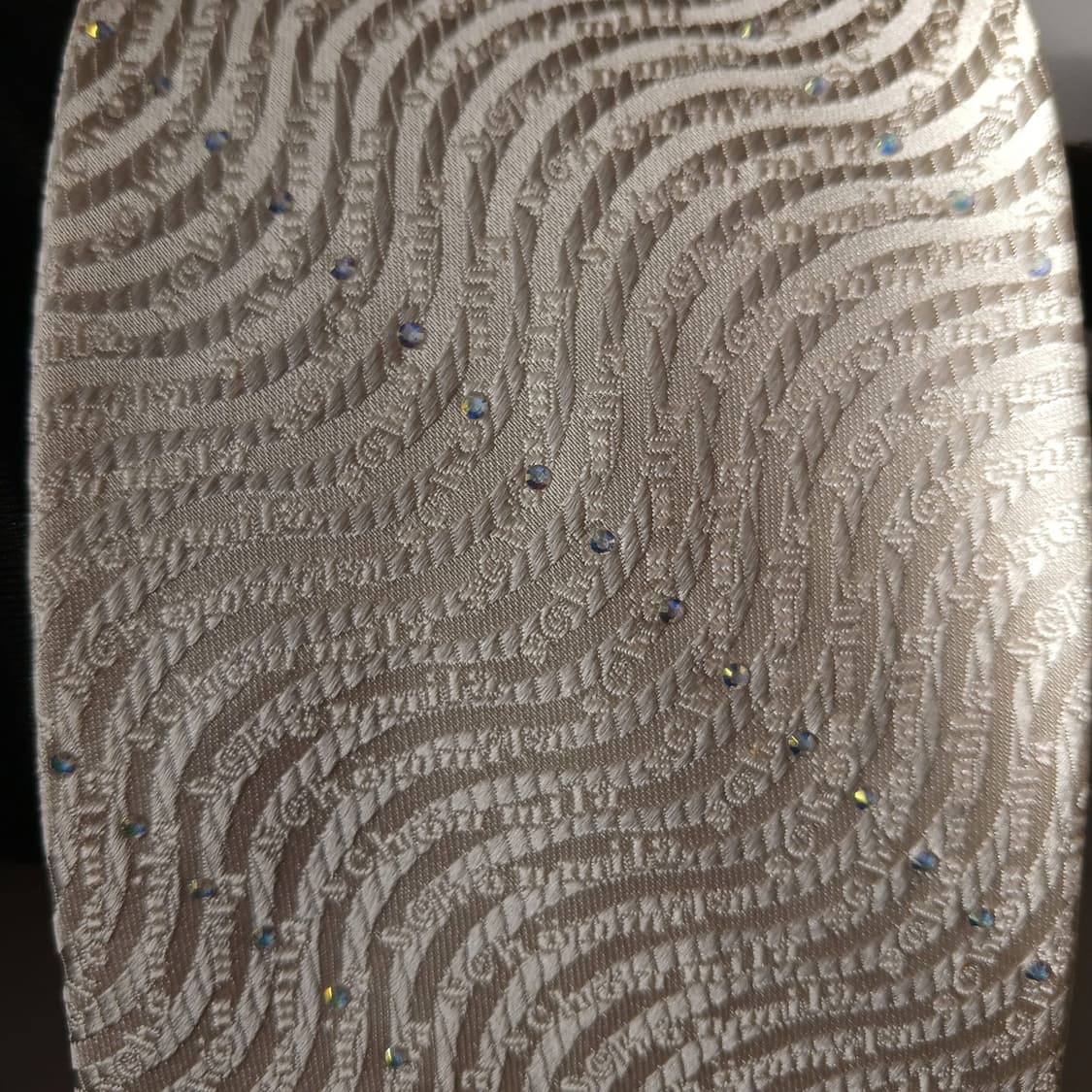 밀라숀 실크 아이보리 자카드 패턴 넥타이 9.4cm A+등급 A19755 상품이미지8