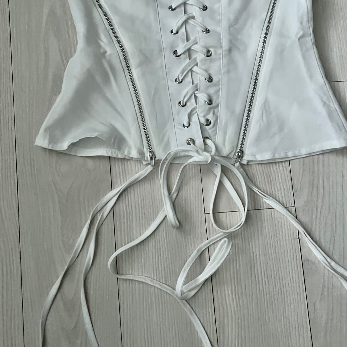white zip-up corset 상품이미지3