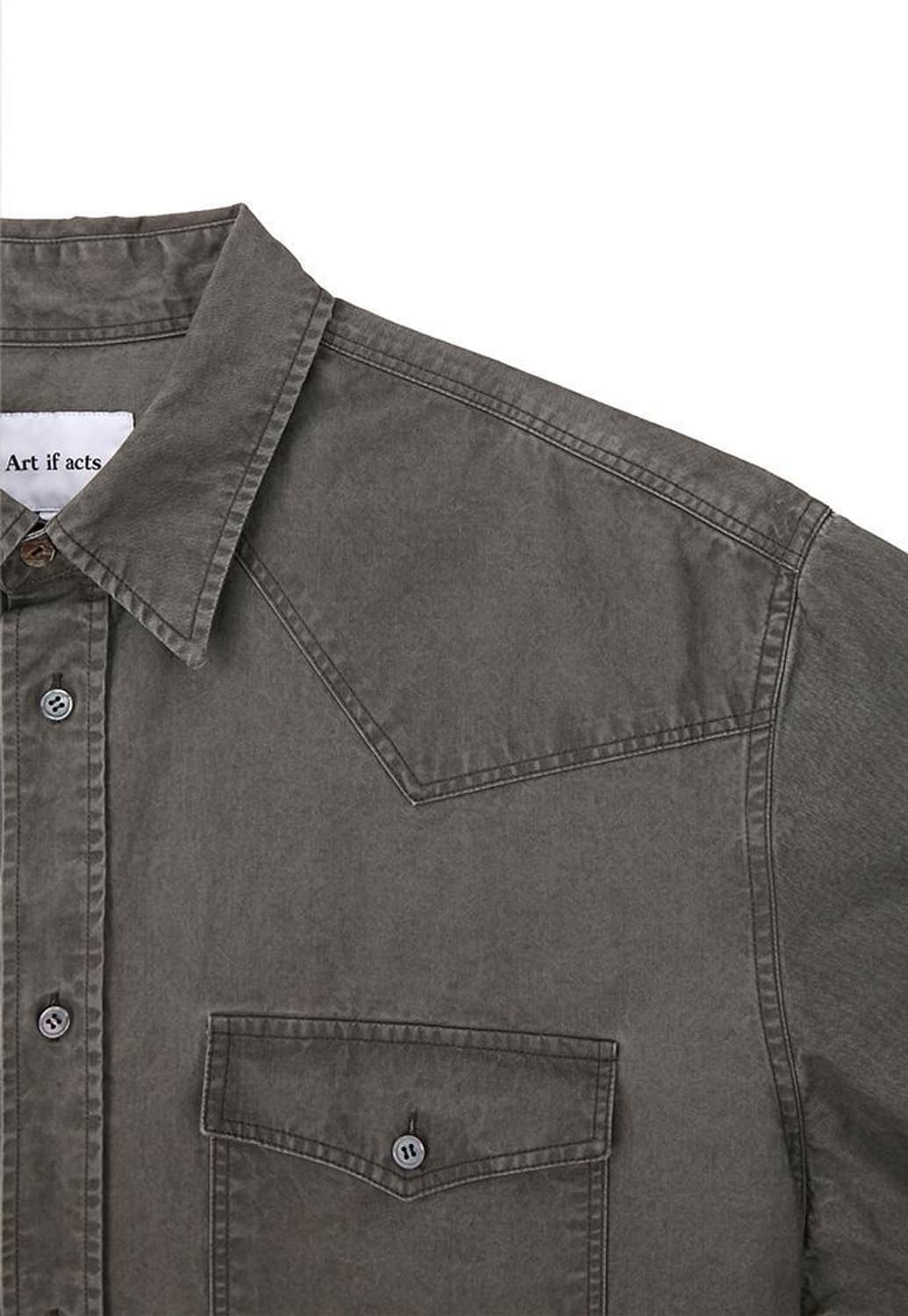Washed Western Shirt_Moss Grey - XL 상품이미지7