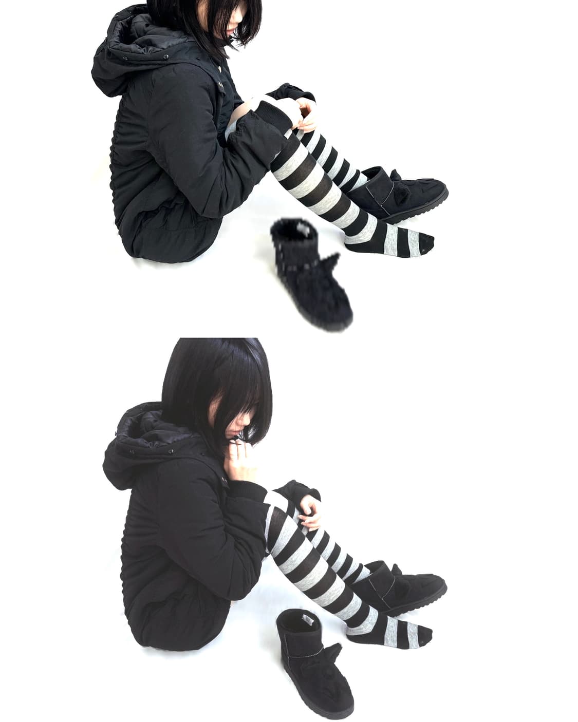 Custom🐾)Cat-Ear ow ugg boots(black) 상품이미지2