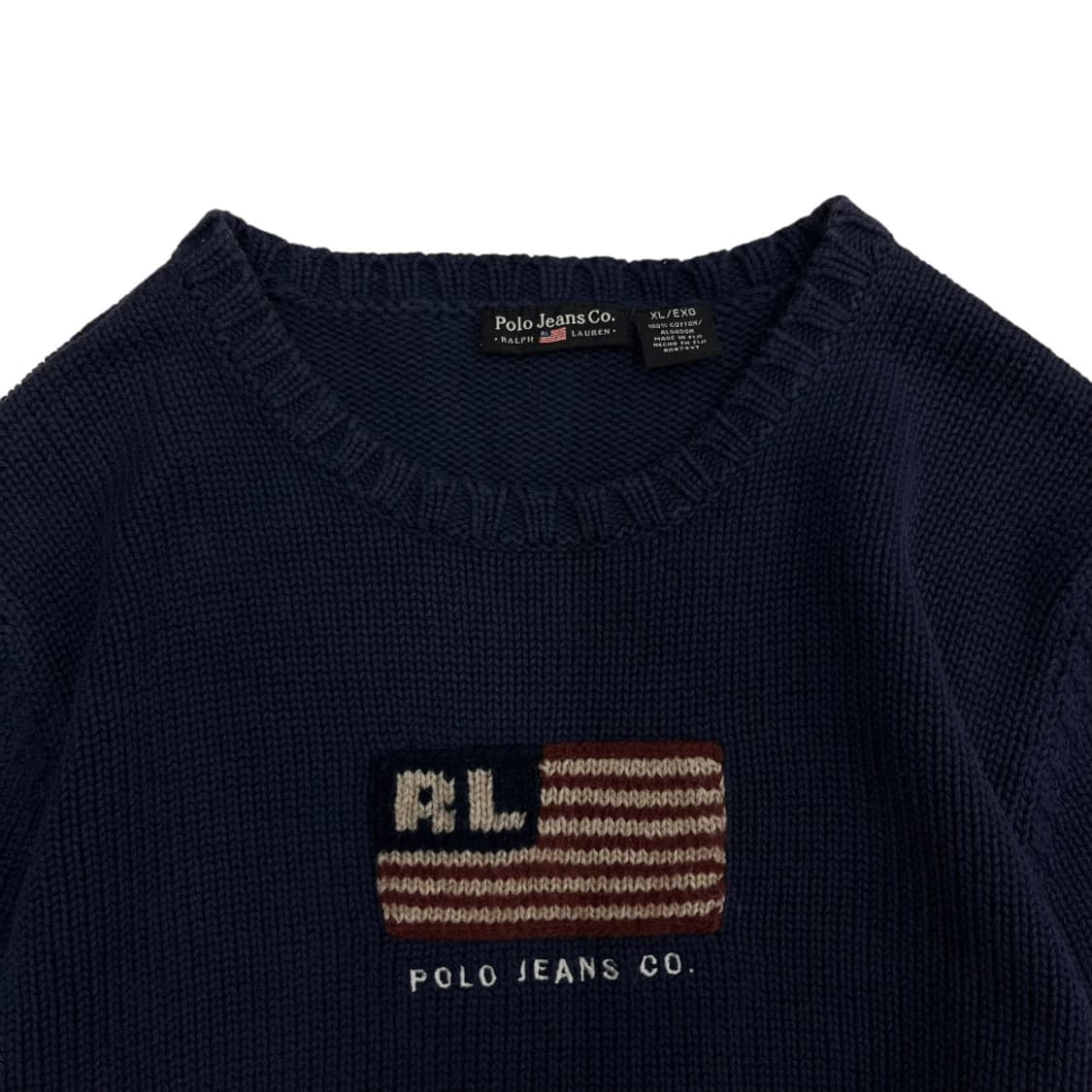 폴로 랄프로렌 90's 딥블루 RL 플래그 니트 XL 상품이미지4