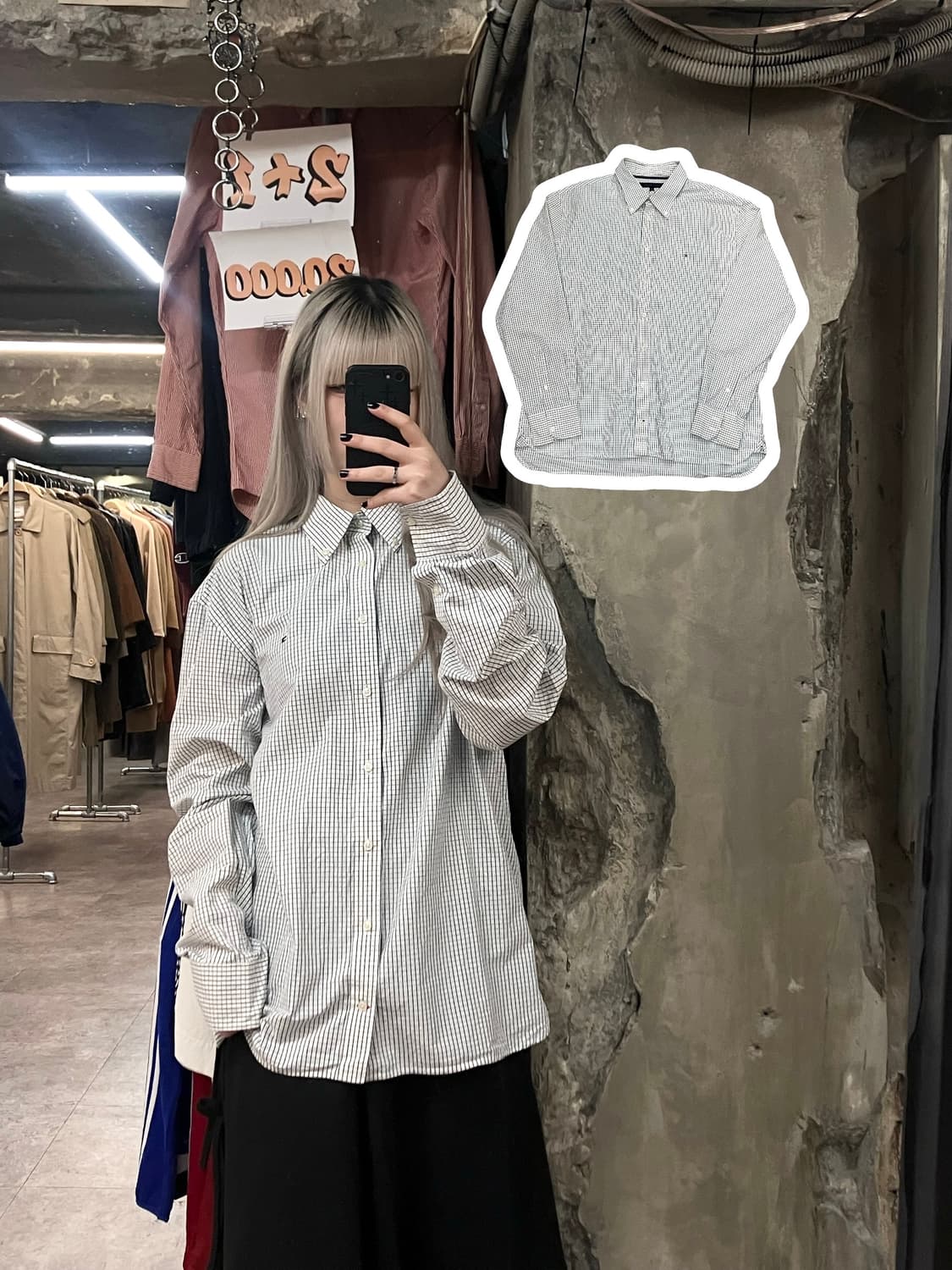 타미힐피거 체크 셔츠 화이트 XL  #csz3026  상품이미지1