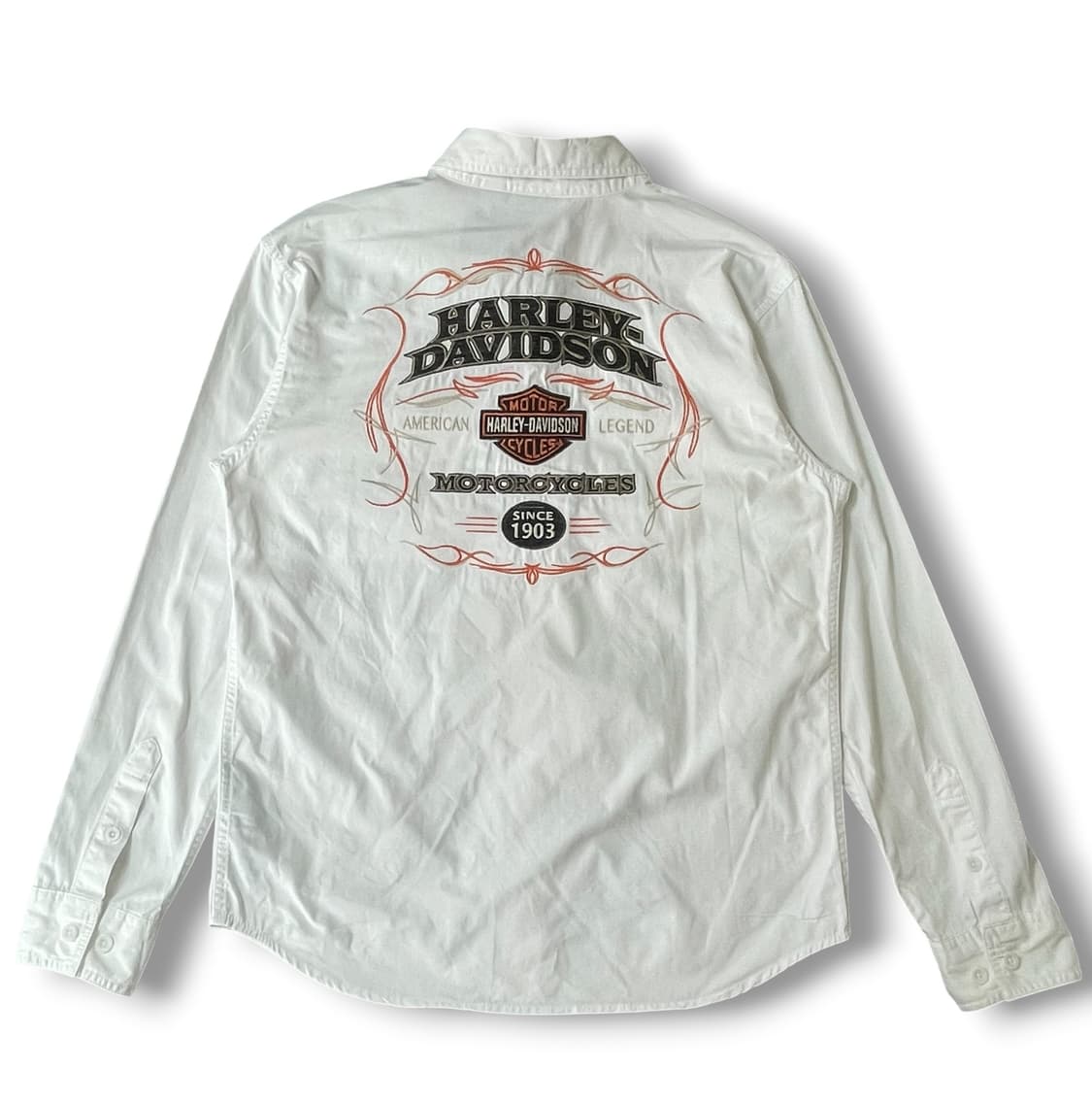 할리데이비슨 화이트 슬림핏 백자수로고 워크셔츠 M 상품이미지2