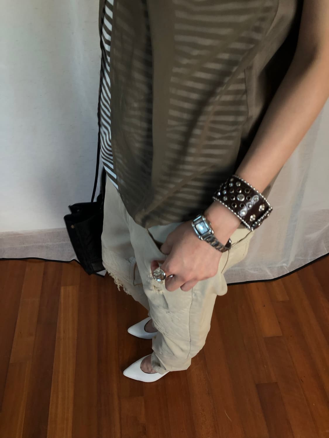 stud leather bangle 상품이미지3
