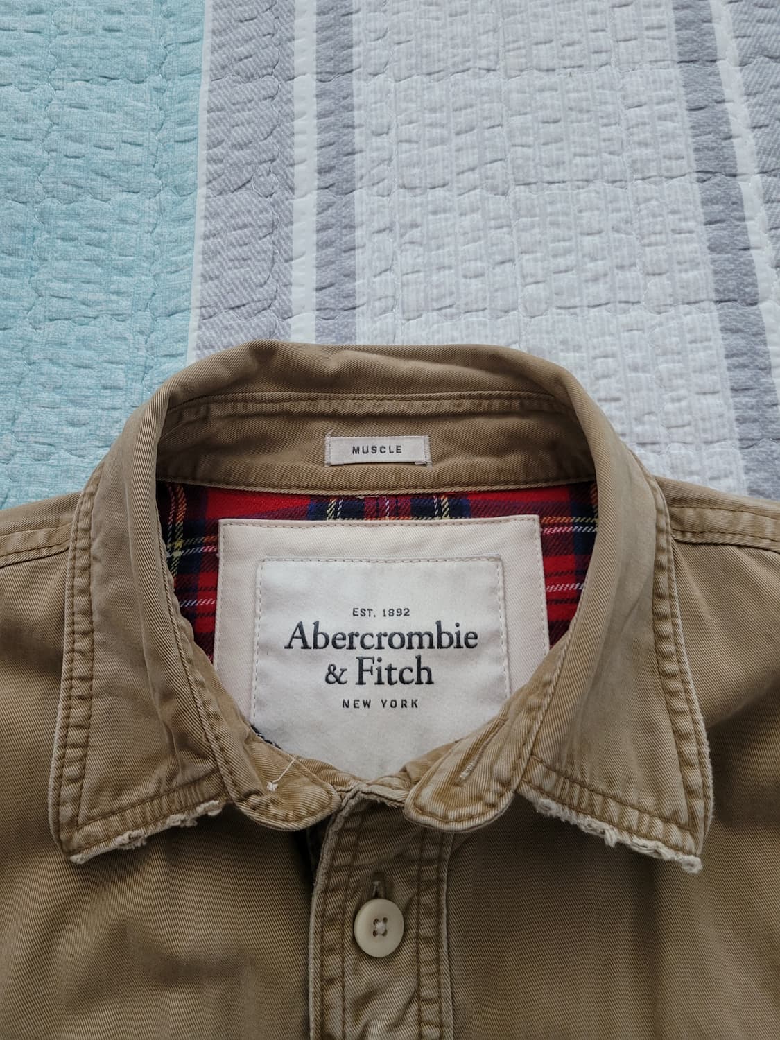 아베크롬비 Abercrombie 워크웨어 체크안감 셔츠형 자켓 XL 상품이미지2