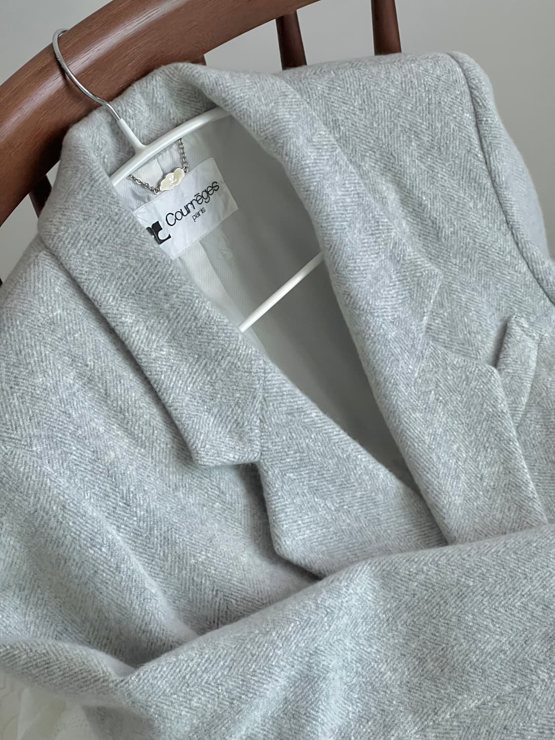 큐레쥬 울 헤링본 셋업 자켓 스커트 꾸레쥬 상품이미지3