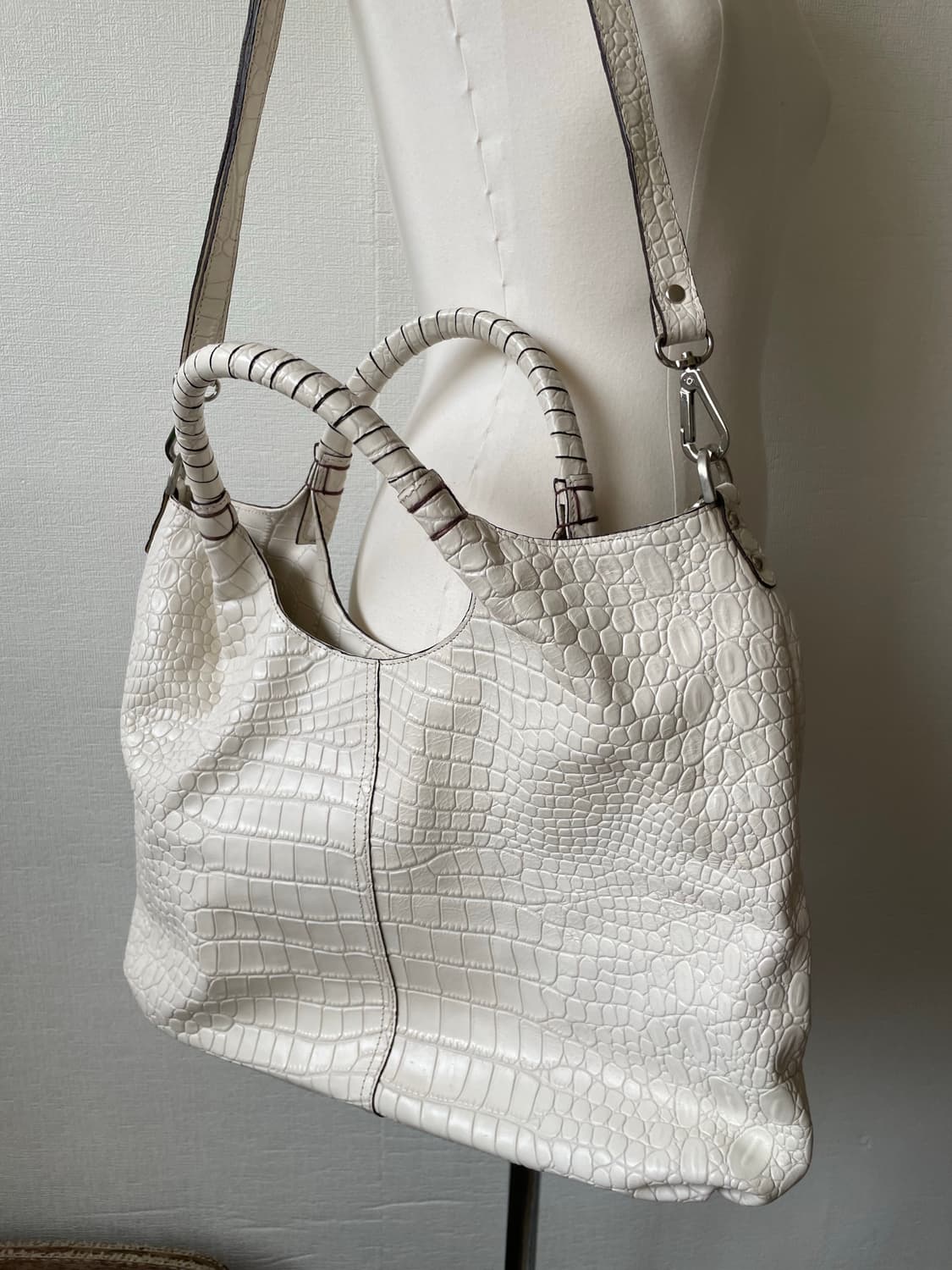 Real Leather White Cowhide Python Big Ba 상품이미지5