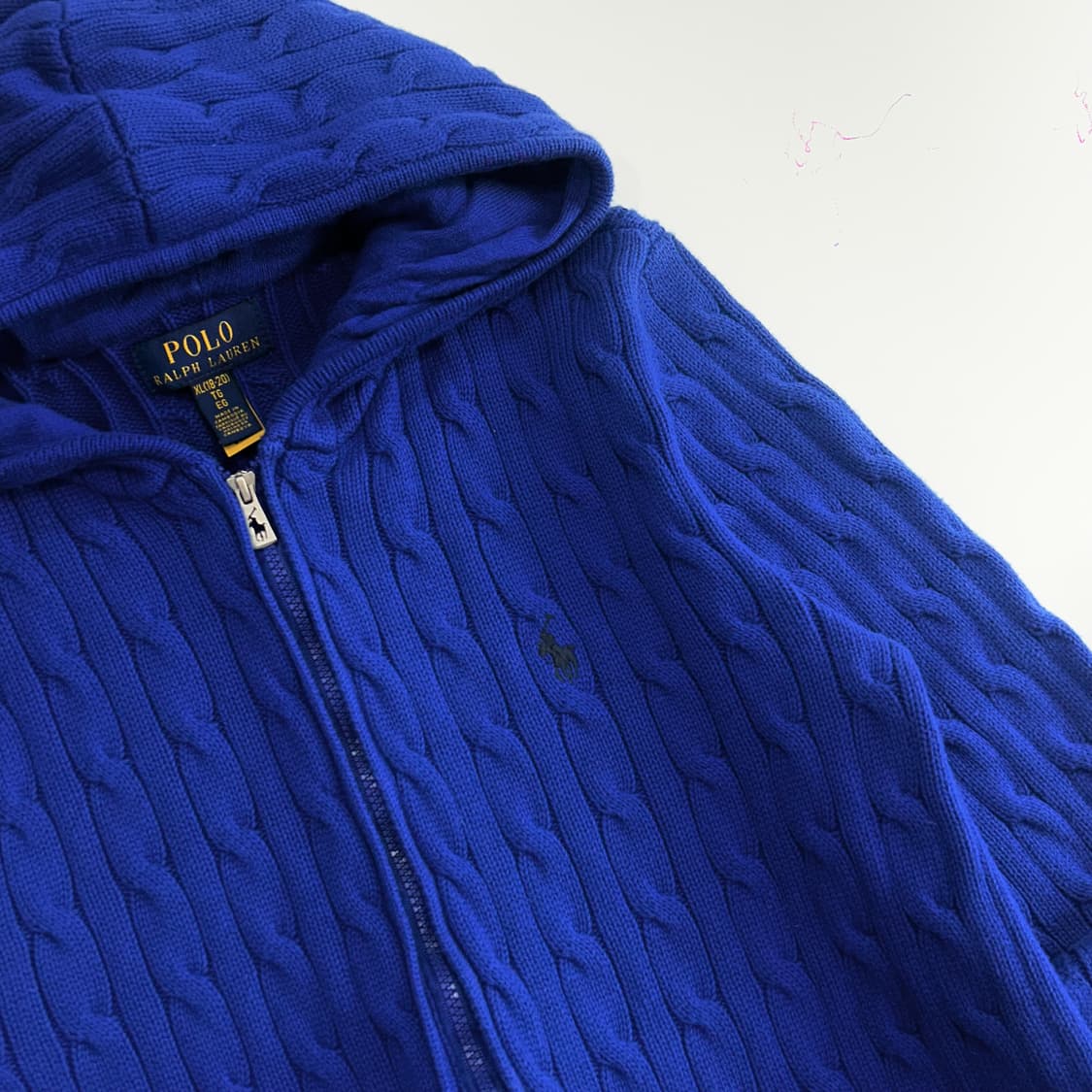 Polo 폴로 블랙포니 딥블루 케이블 니트 후드집업 상품이미지3