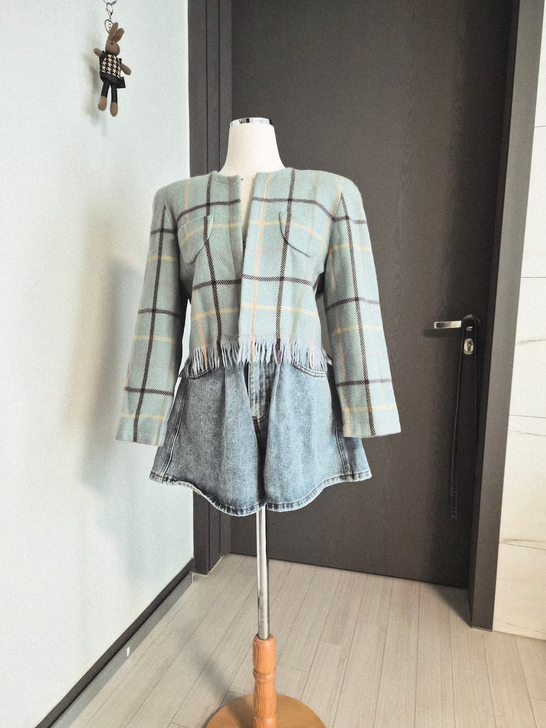 Ink In 빈티지 체크 프릴 자켓 & 데님 세트 (감성룩 추천) 상품이미지3
