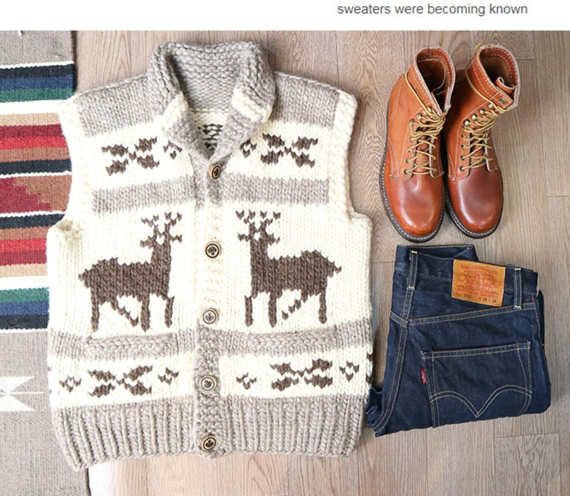 캐나다 핸드메이드 양모100% 인디언 코위찬 베스트 스웨터  상품이미지1