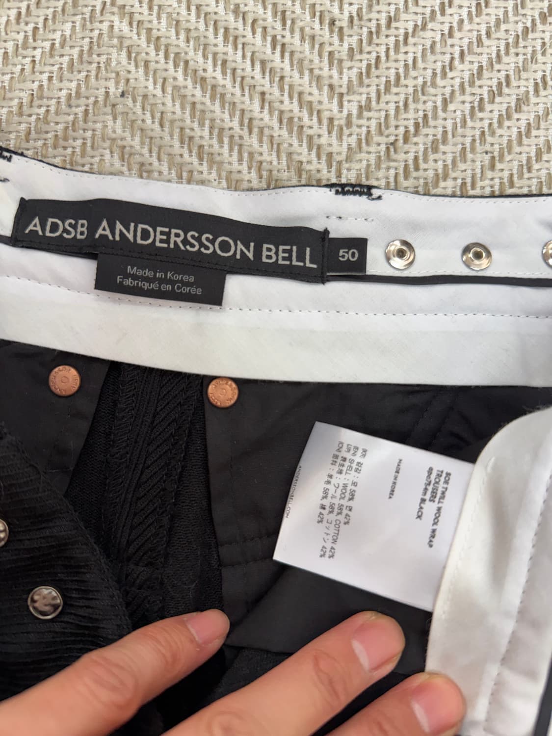 정품) 앤더슨벨 블랙 와이드 팬츠 50(32-34) 상품이미지7