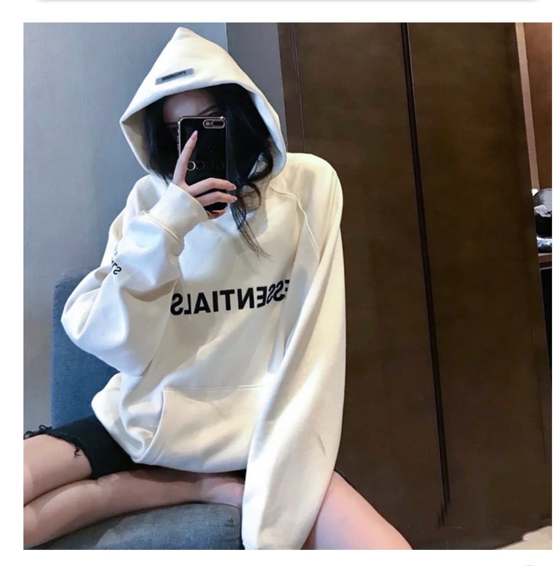 네고가능 에센셜 후드티 화이트(새상품급) 상품이미지1