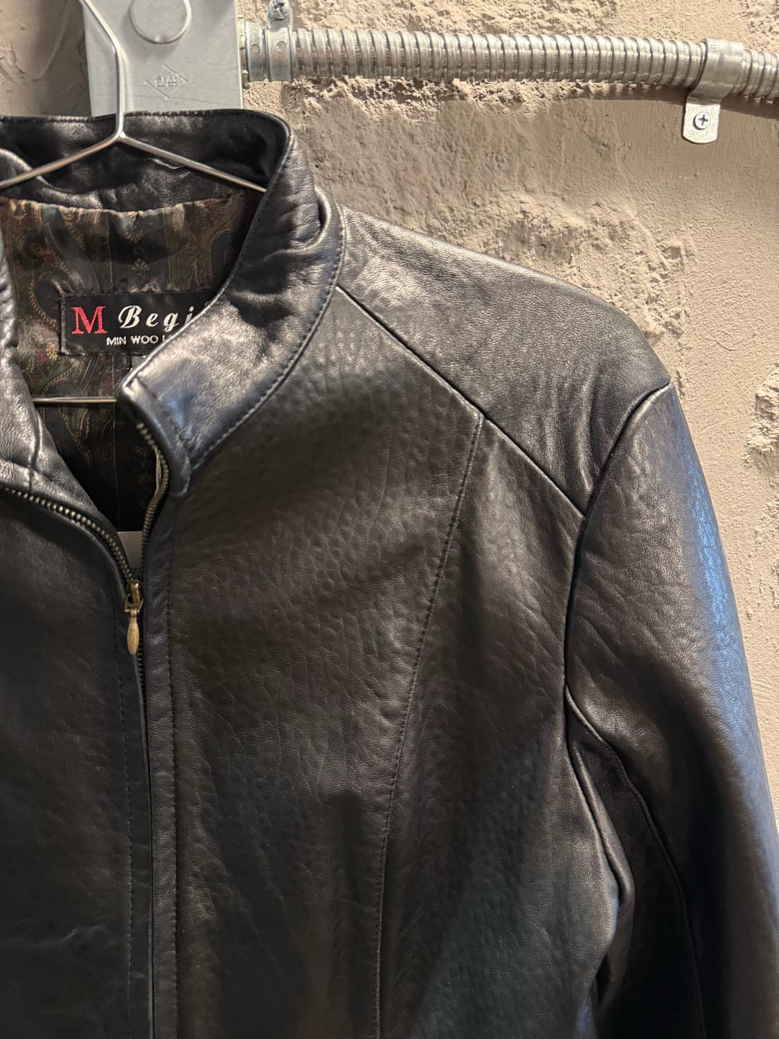 6 엠베진M Begin 리얼 양가죽 싱글 집업 레더 자켓 블랙 상품이미지3