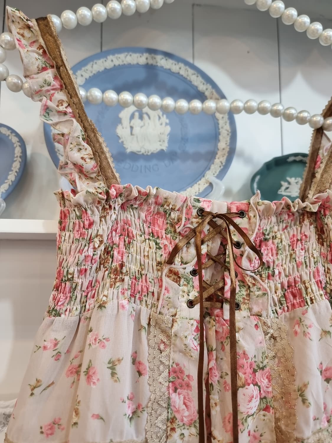 axes femme(액시즈팜)  플라워 레이스업 원피스 상품이미지2