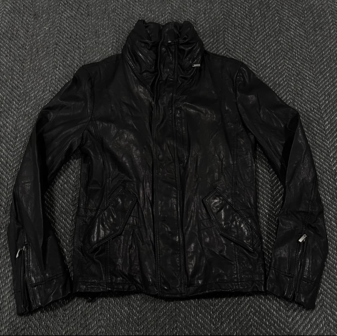 램스킨 슬림핏 히든후드 자켓 블랙 상품이미지1