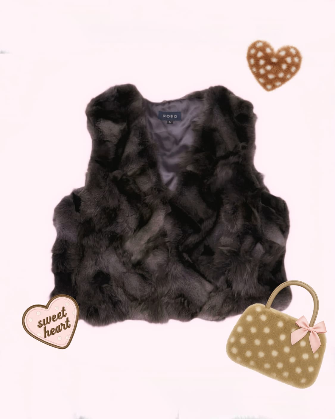 오네갸루 브라운 퍼 포인트 대장 조끼 자켓 상품이미지1