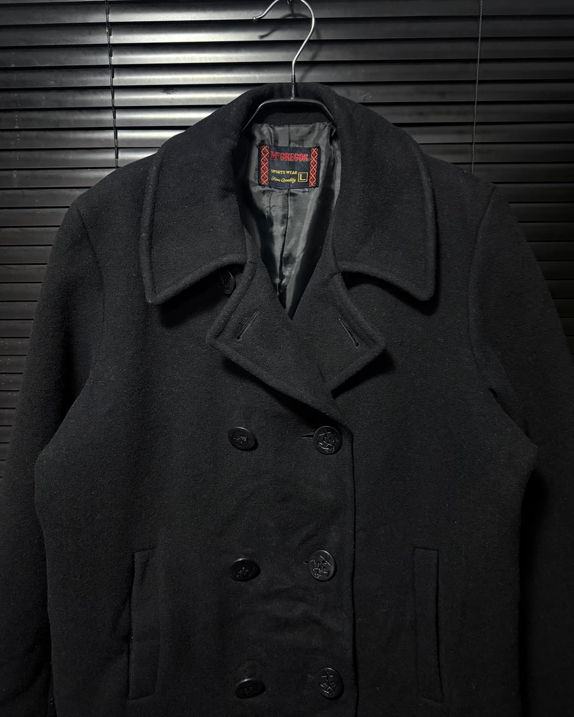 맥그리거 더블 울 피코트 더블 코트 블랙 검정 L 100 일본 하이넥 돛 상품이미지4