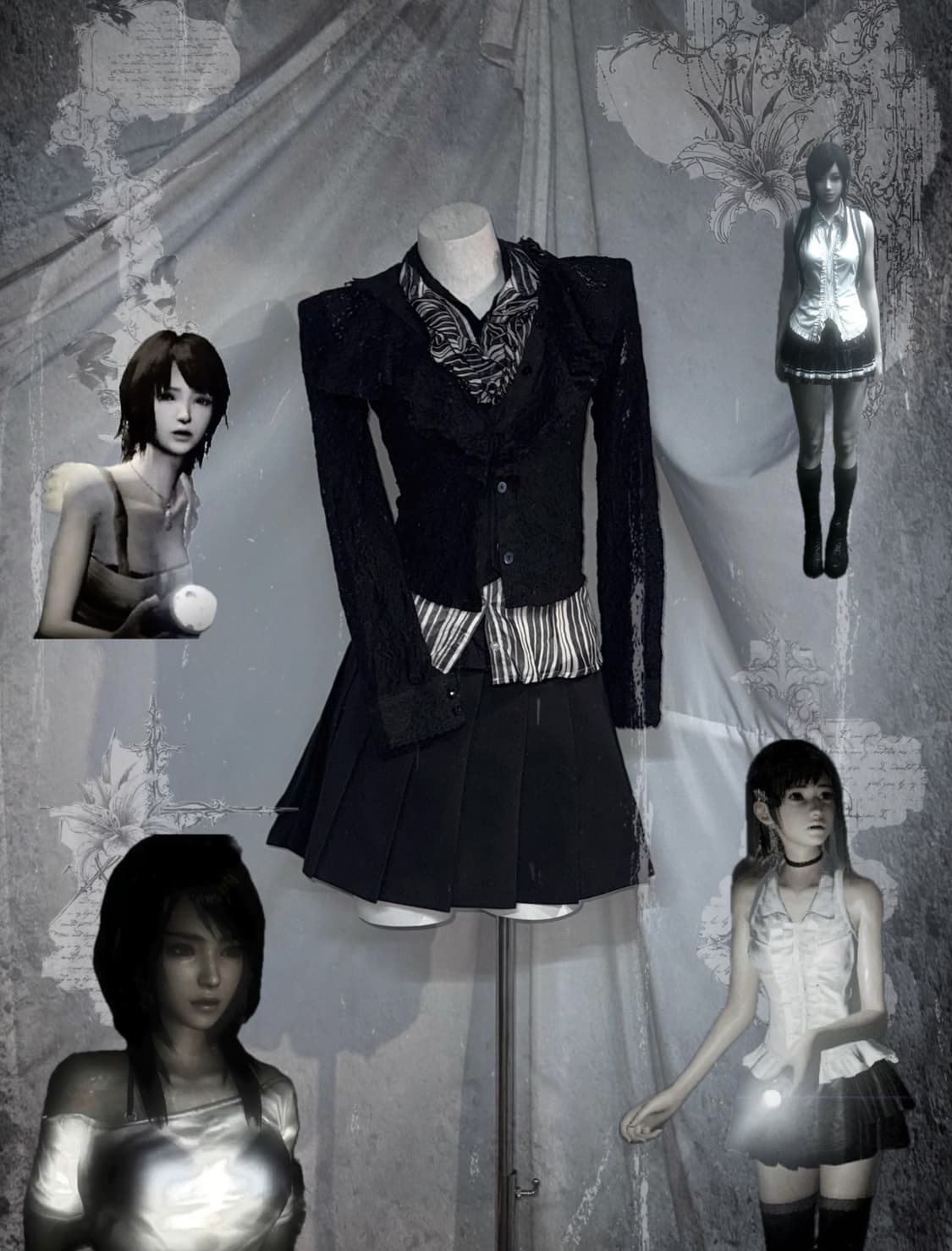 세실맥비 블랙 레이스 데일리 공겜여주깔 코디세트 상품이미지1