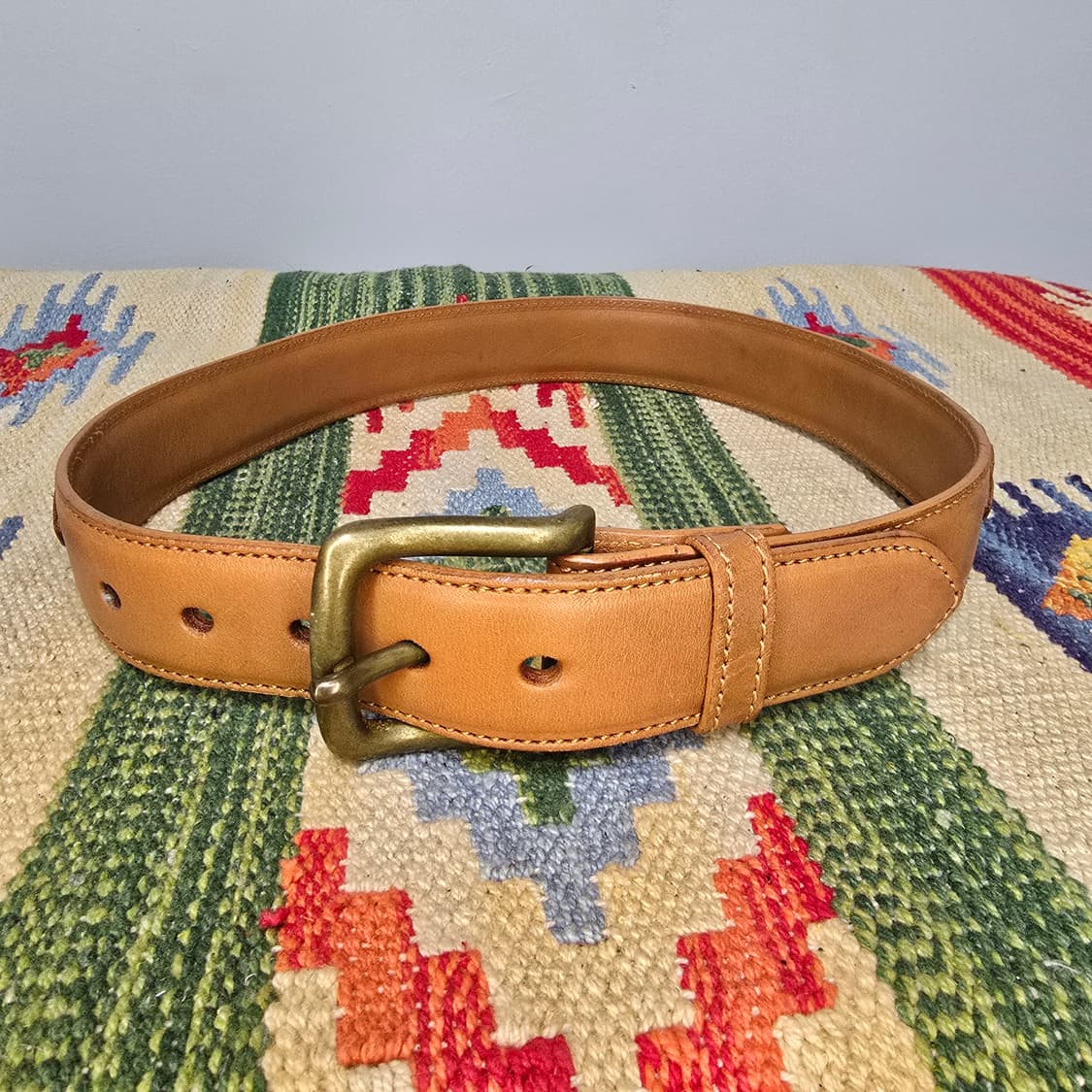 Vintage 90s 카우레더 홀스빗 솔리드브레스(황동)버클 벨트 27 상품이미지1