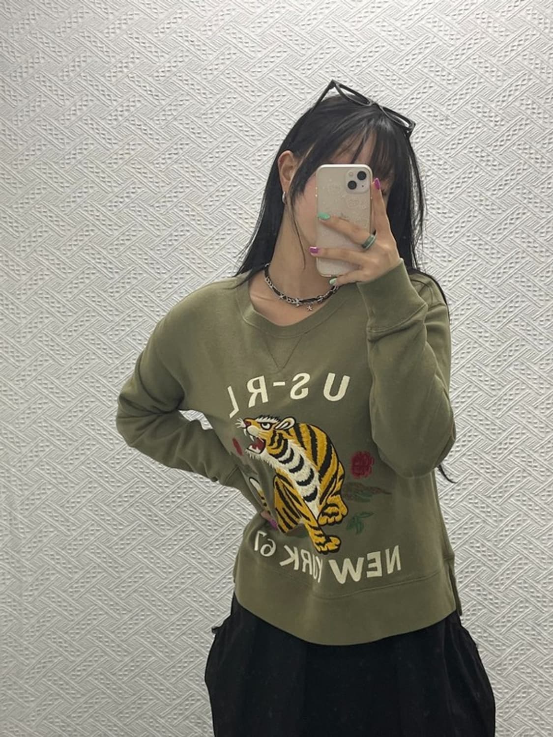 폴로 랄프로렌 올드스쿨 자수 올리브 카키 맨투맨 S C06607 상품이미지1