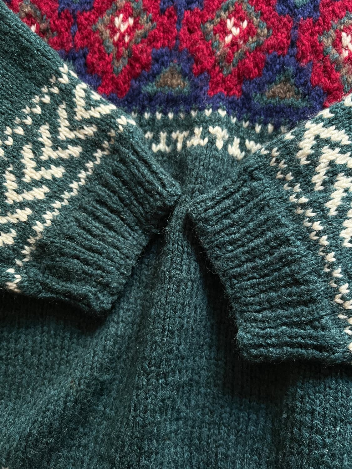 [L]90's 빈티지 패턴 그린 울 스웨터 상품이미지3