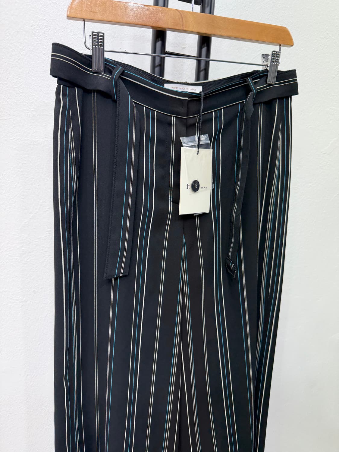 새제품) 잇미샤 스트라이프 블랙 슬랙스 와이드팬츠 76(28) 상품이미지2