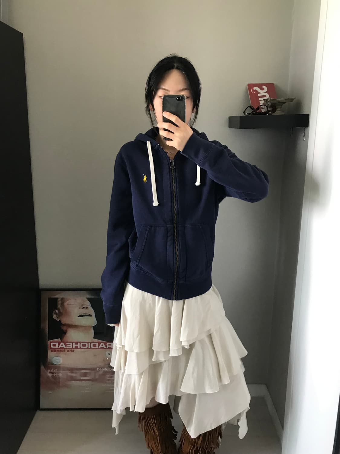 폴로 랄프로렌 포니 로고 헤비 써멀 네이비 후드집업 상품이미지1