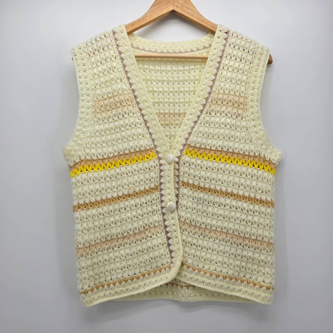 아이보리 뜨개 조끼 빈티지 스타일 상품이미지2