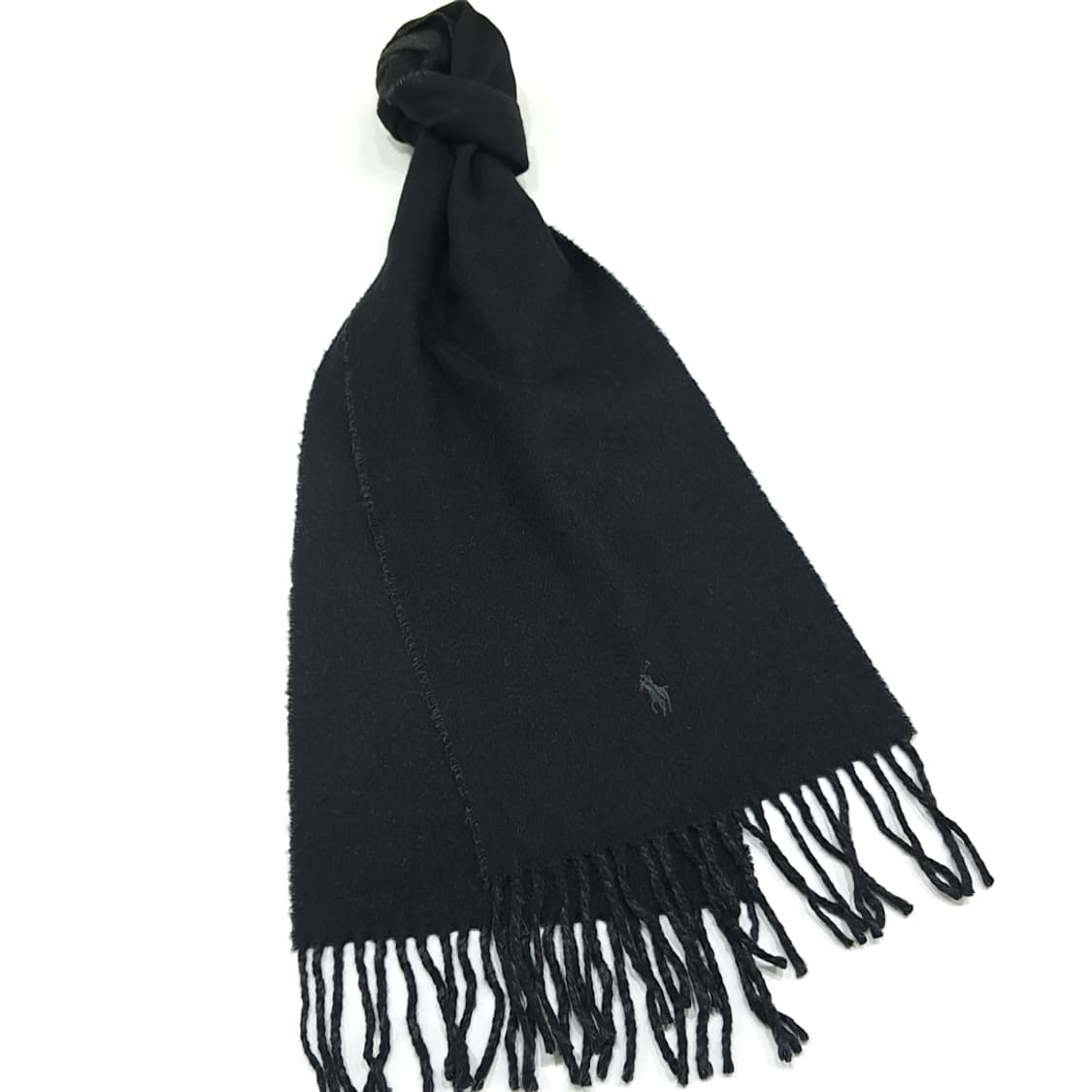 MX363 폴로 랄프로렌 블랙 그레이 양면 버진울 머플러 상품이미지2