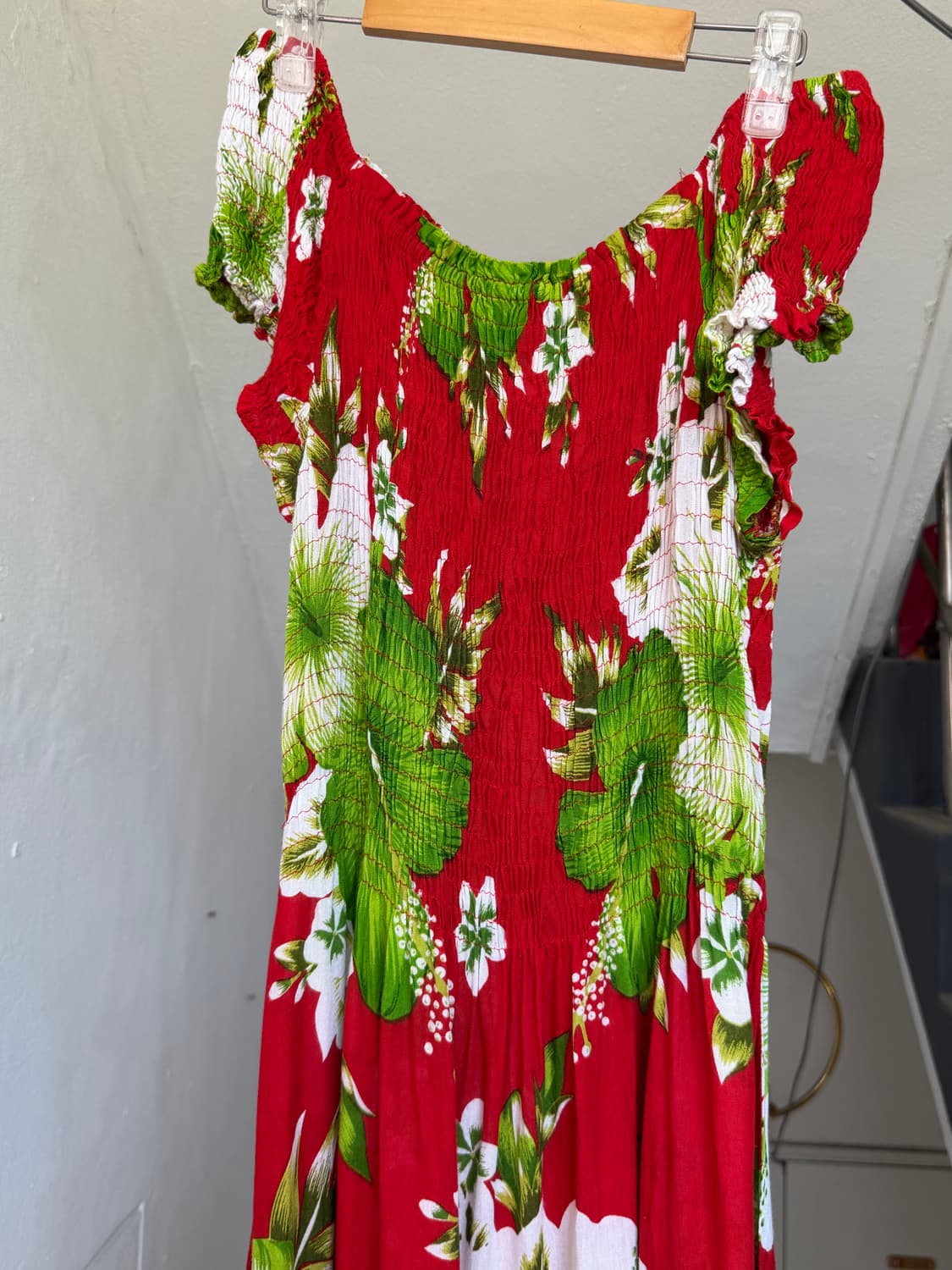 하와이안 오프숄더 롱 원피스 상품이미지2